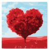 Figuredart Mini Peinture Par Numros 20X20Cm Avec Cadre Arbre Rouge Coeur | Romantique