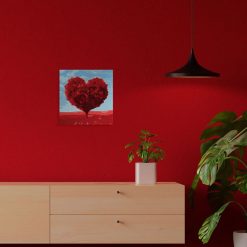 Figuredart Mini Peinture Par Numros 20X20Cm Avec Cadre Arbre Rouge Coeur | Romantique