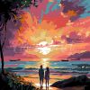 Figuredart Couple Et Coucher De Soleil Color | Paysages