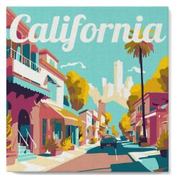 Figuredart Mini Peinture Par Numros 20X20Cm Avec Cadre Rue En Californie | Affiche Vintage