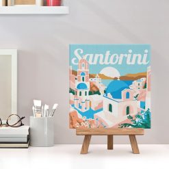 Figuredart Mini Peinture Par Numros 20X20Cm Avec Cadre Lever De Soleil Santorin | Ville