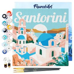 Figuredart Mini Peinture Par Numros 20X20Cm Avec Cadre Lever De Soleil Santorin | Ville