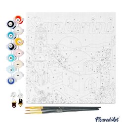 Figuredart Mini Peinture Par Numros 20X20Cm Avec Cadre Lever De Soleil Santorin | Ville