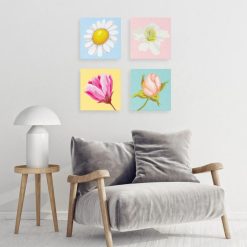 Figuredart Mini Peinture Par Numros 20X20Cm Avec Cadre Fleur En Bouton | Fleurs