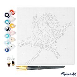 Figuredart Mini Peinture Par Numros 20X20Cm Avec Cadre Fleur En Bouton | Fleurs