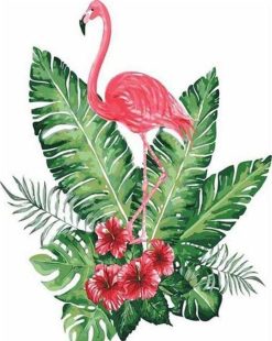 Figuredart Fleurs Et Flamant Rose | Fleurs