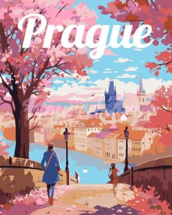 Figuredart Affiche De Voyage Prague En Fleurs | Affiche Vintage