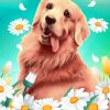 Figuredart Broderie Diamant - Golden Retriever 40X50Cm Toile Tendue Sur Ch00E2Ssis | Broderie Diamant Animaux