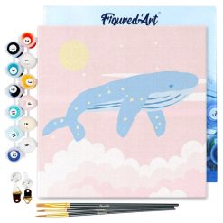 Figuredart Mini Peinture Par Numros 20X20Cm Avec Cadre Baleine Bosse | Animaux