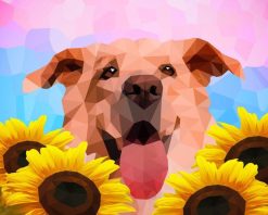 Figuredart Broderie Diamant - Chien Polygon Art 40X50Cm Toile Tendue Sur Ch00E2Ssis | Broderie Diamant Fleurs