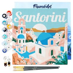 Figuredart Mini Peinture Par Numros 20X20Cm Avec Cadre Lever De Soleil Santorin | Paysages