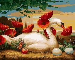 Figuredart Cygne Et Coquelicots | Fleurs