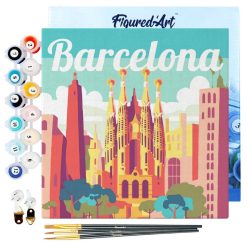 Figuredart Mini Peinture Par Numros 20X20Cm Avec Cadre Sagrada Barcelone | Paysages