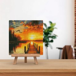 Figuredart Mini Diamond Painting 25X25Cm - Coucher De Soleil Sur Le Lac Dor | Broderie Diamant Paysages