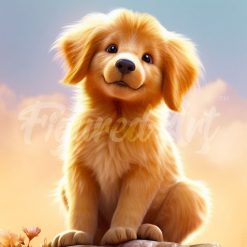 Figuredart Mini Diamond Painting 25X25Cm - Adorable Chiot Golden Retriever | Broderie Diamant Animaux