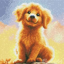 Figuredart Mini Diamond Painting 25X25Cm - Adorable Chiot Golden Retriever | Broderie Diamant Animaux