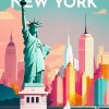 Figuredart Broderie Diamant - Affiche Poster New York | Broderie Diamant Affiche Vintage