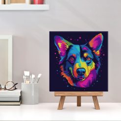 Figuredart Mini Peinture Par Numros 20X20Cm Avec Cadre Chien Abstrait Pop Art Non | Pop Art