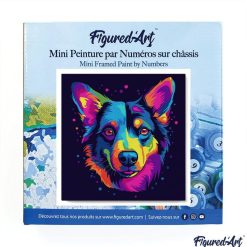 Figuredart Mini Peinture Par Numros 20X20Cm Avec Cadre Chien Abstrait Pop Art Non | Pop Art