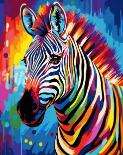 Figuredart Broderie Diamant - Zbre Color Abstrait 40X50Cm Toile Tendue Sur Ch00E2Ssis | Broderie Diamant Animaux