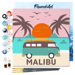 Figuredart Mini Peinture Par Numros 20X20Cm Avec Cadre Plage Malibu | Paysages