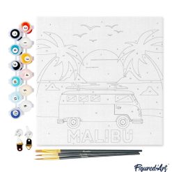 Figuredart Mini Peinture Par Numros 20X20Cm Avec Cadre Plage Malibu | Paysages