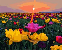 Figuredart Coucher De Soleil Et Champs De Fleurs | Fleurs