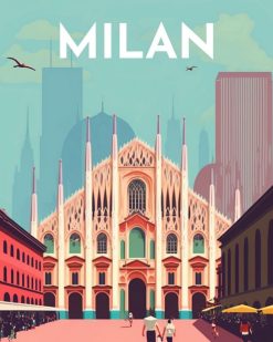 Figuredart Broderie Diamant - Affiche Poster Milan | Broderie Diamant Ville