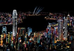 Figuredart Peinture Gratter - Hong Kong La Nuit | Peinture A Gratter