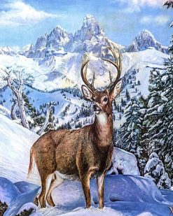 Figuredart Broderie Diamant - Grand Cerf En Montagne | Broderie Diamant Animaux