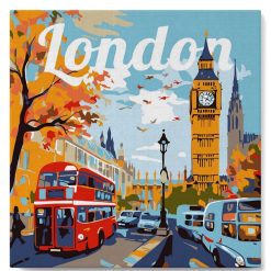 Figuredart Mini Peinture Par Numros 20X20Cm Avec Cadre Big Ben Londres | Affiche Vintage