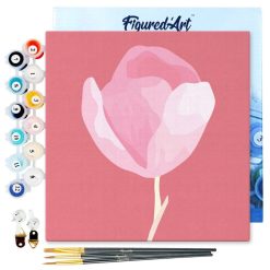 Figuredart Mini Peinture Par Numros 20X20Cm Avec Cadre Tulipe Sur Tige | Fleurs