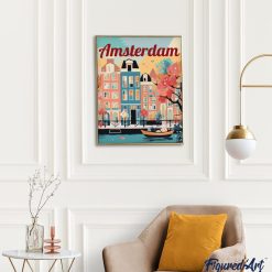 Figuredart Affiche De Voyage Amsterdam En Fleurs | Affiche Vintage