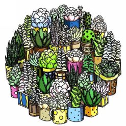 Figuredart Puzzle 2D En Bois - Succulentes | Puzzle En Bois 2D