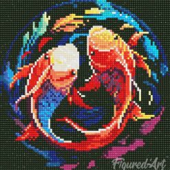 Figuredart Mini Diamond Painting 25X25Cm - Carpes Ko00Ef Colores | Broderie Diamant Animaux