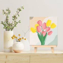 Figuredart Mini Peinture Par Numros 20X20Cm Avec Cadre Bouquet De Tulipes | Fleurs