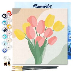 Figuredart Mini Peinture Par Numros 20X20Cm Avec Cadre Bouquet De Tulipes | Fleurs