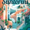 Figuredart Affiche De Voyage Santorin En Fleurs | Paysages