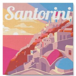 Figuredart Mini Peinture Par Numros 20X20Cm Avec Cadre Coucher De Soleil Santorin | Ville