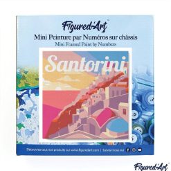 Figuredart Mini Peinture Par Numros 20X20Cm Avec Cadre Coucher De Soleil Santorin | Ville