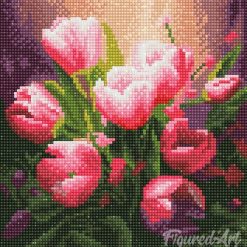 Figuredart Mini Diamond Painting 25X25Cm - Belles Tulipes Roses | Broderie Diamant Fleurs