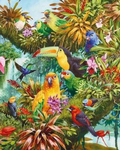 Figuredart Broderie Diamant - Toucan Et Autres Oiseaux | Broderie Diamant Paysages