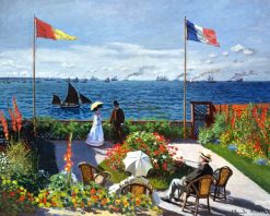 Figuredart Broderie Diamant - La Terrasse Sainte-Adresse - Monet 40X50Cm Toile Tendue Sur Ch00E2Ssis | Broderie Diamant Reproduction D'Oeuvres