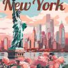 Figuredart Affiche De Voyage New York En Fleurs | Paysages