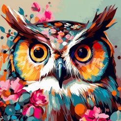 Figuredart Mini Diamond Painting 25X25Cm - Hibou Fantaisie Et Fleurs | Broderie Diamant Fleurs