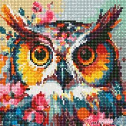 Figuredart Mini Diamond Painting 25X25Cm - Hibou Fantaisie Et Fleurs | Broderie Diamant Fleurs