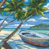 Figuredart Barque Sous Les Cocotiers | Paysages