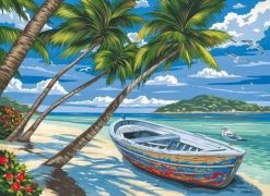 Figuredart Barque Sous Les Cocotiers | Paysages