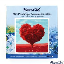 Figuredart Mini Peinture Par Numros 20X20Cm Avec Cadre Arbre Rouge Coeur | Paysages