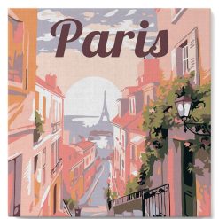 Figuredart Mini Peinture Par Numros 20X20Cm Avec Cadre Vue De Paris | Affiche Vintage